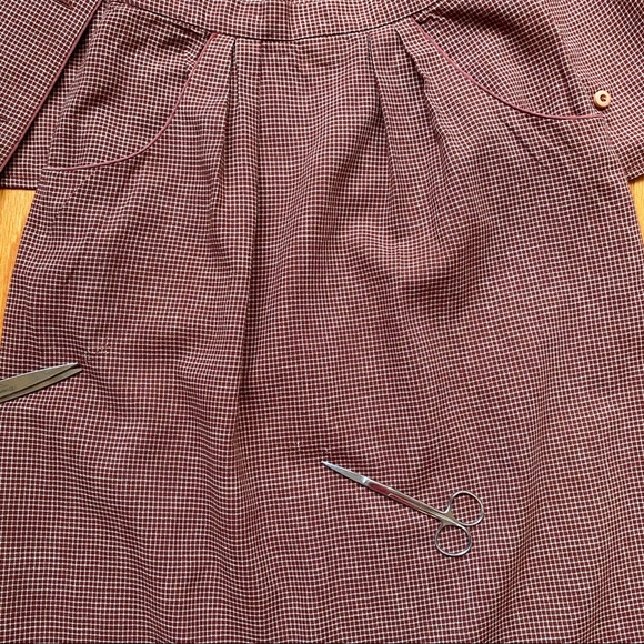 Vintage  70’s micro check wool top and skirt - Picture 4 of 6